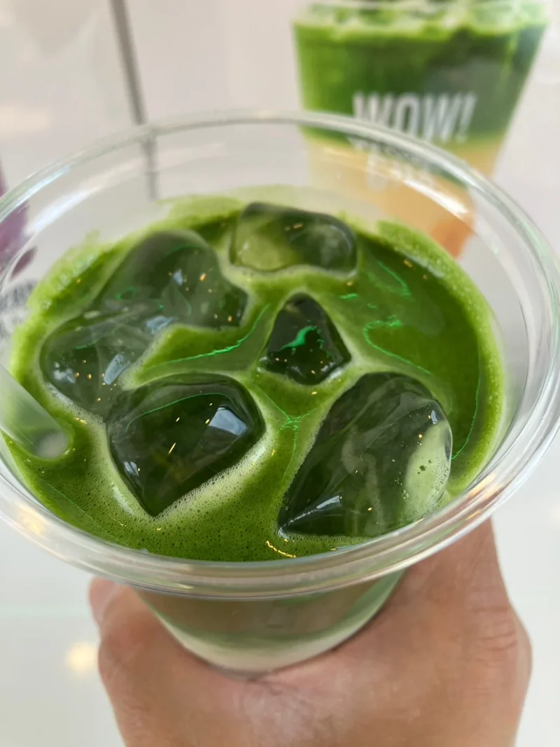 Fresh Matcha Latte with ice at WOW!CHA, Asakusa Tokyo