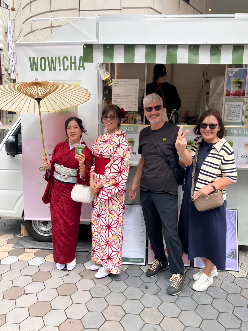 Fresh matcha drinks at WOW!CHA Asakusa mobile tea bar